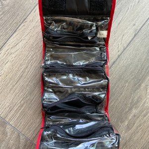 Folding washable toiletries jewelry organizer separate zip up compartments